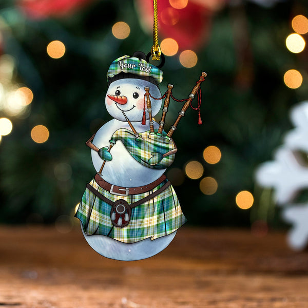 Fitzpatrick Dress Ancient Tartan Wood Acrylic Ornament Snowman Bagpipe Personalized