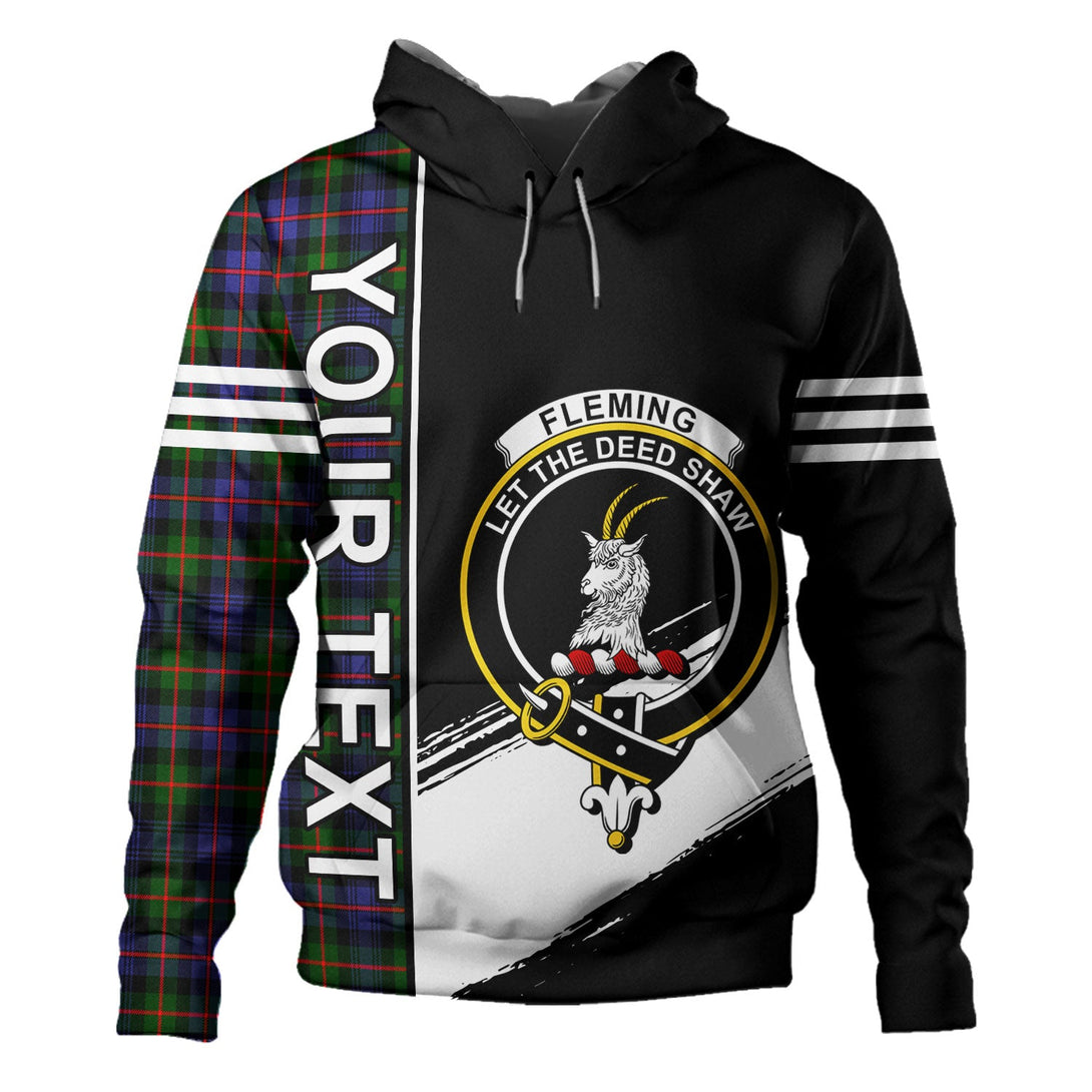 Fleming Clan Badge Tartan Hoodie Quarter Style Personalized