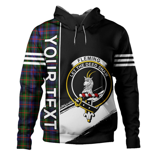 Fleming Clan Badge Tartan Hoodie Quarter Style Personalized