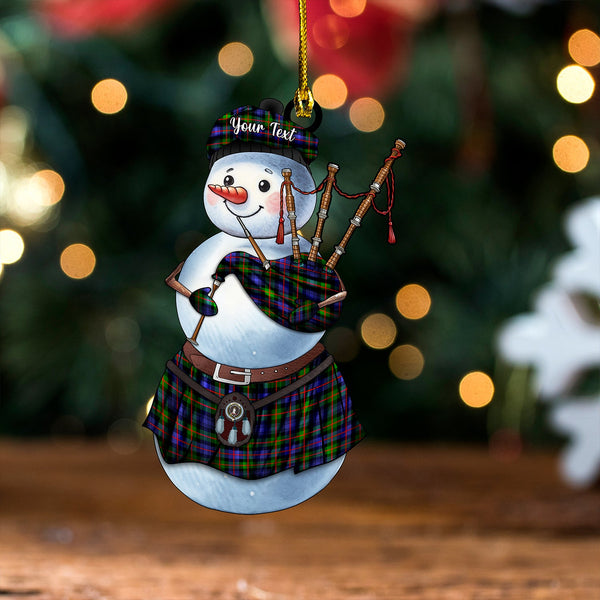 Fleming Clan Badge Tartan Wood Acrylic Ornament Snowman Bagpipe Personalized