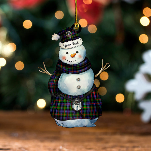 Fleming Clan Badge Tartan Wood Acrylic Ornament Snowman Warrior Personalized