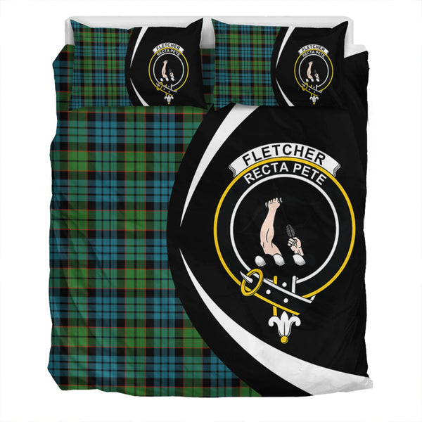 Fletcher Family Ancient Clan Badge Tartan Bedding Set Circle Style