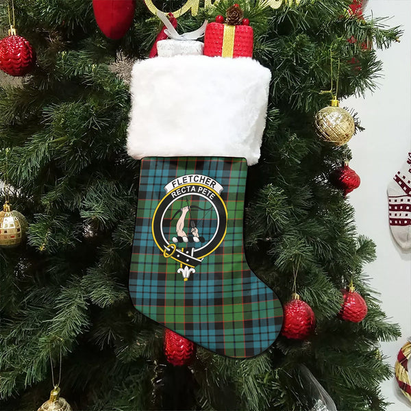 Fletcher Family Ancient Clan Badge Tartan Christmas Stocking