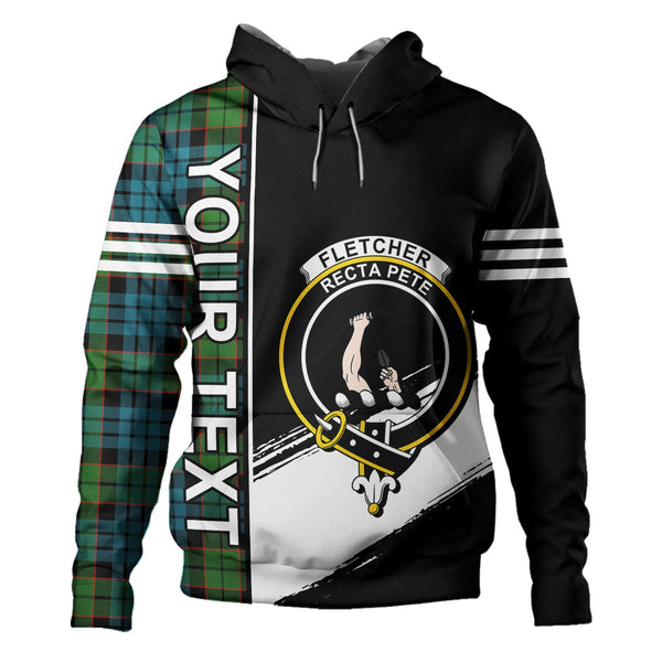 Fletcher Family Ancient Clan Badge Tartan Hoodie Quarter Style Personalized