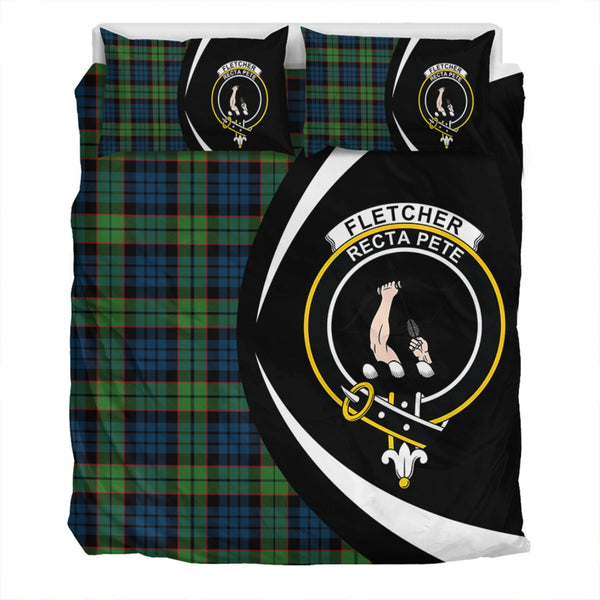 Fletcher Family Modern Clan Badge Tartan Bedding Set Circle Style