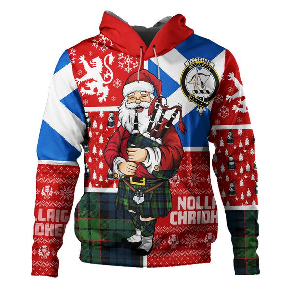 Fletcher Family Modern Clan Badge Tartan Hoodie Scotland Christmas Santa