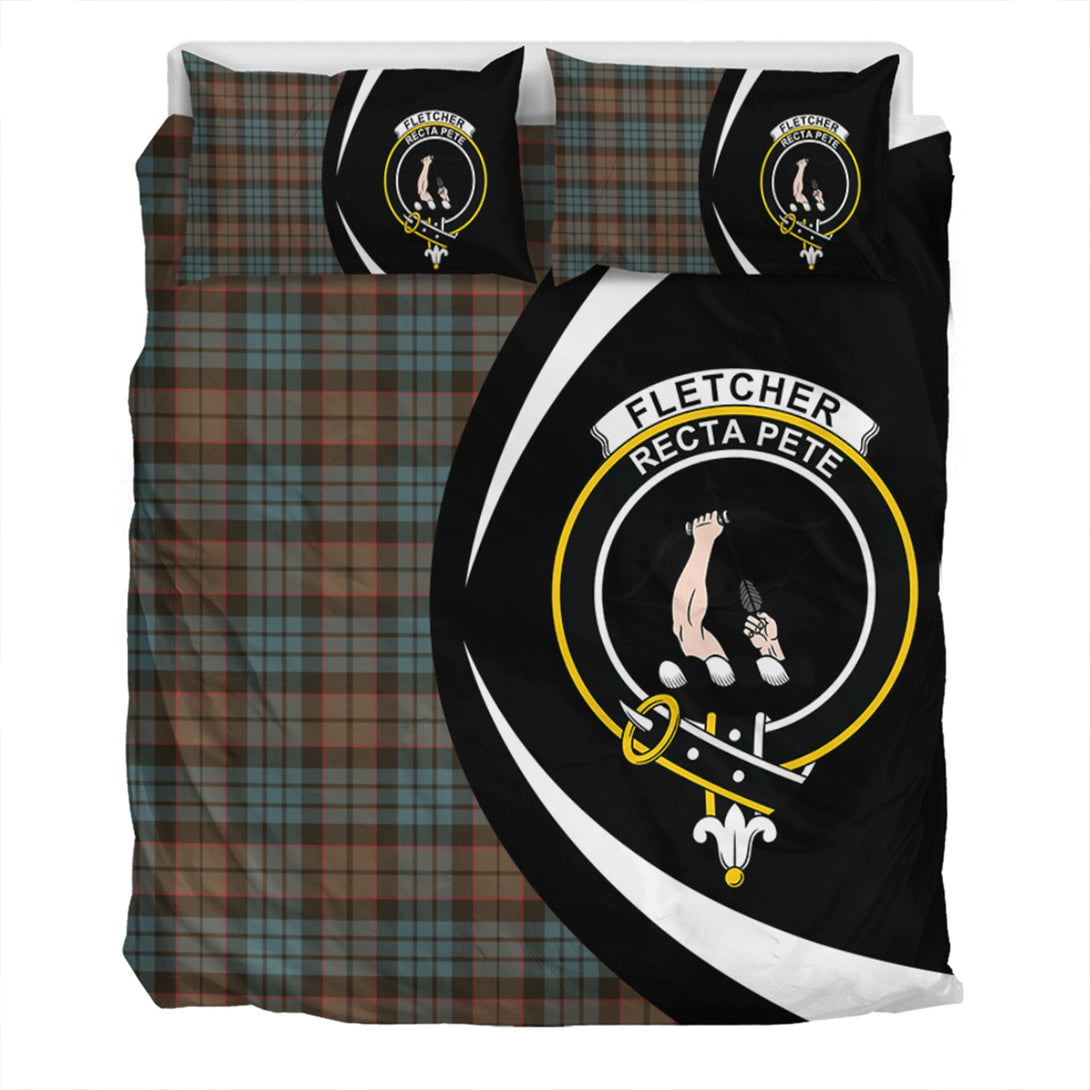 Fletcher Family Weathered Clan Badge Tartan Bedding Set Circle Style