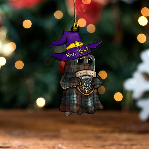 Fletcher Family Weathered Clan Badge Tartan Wood Acrylic Ornament Halloween Ghost