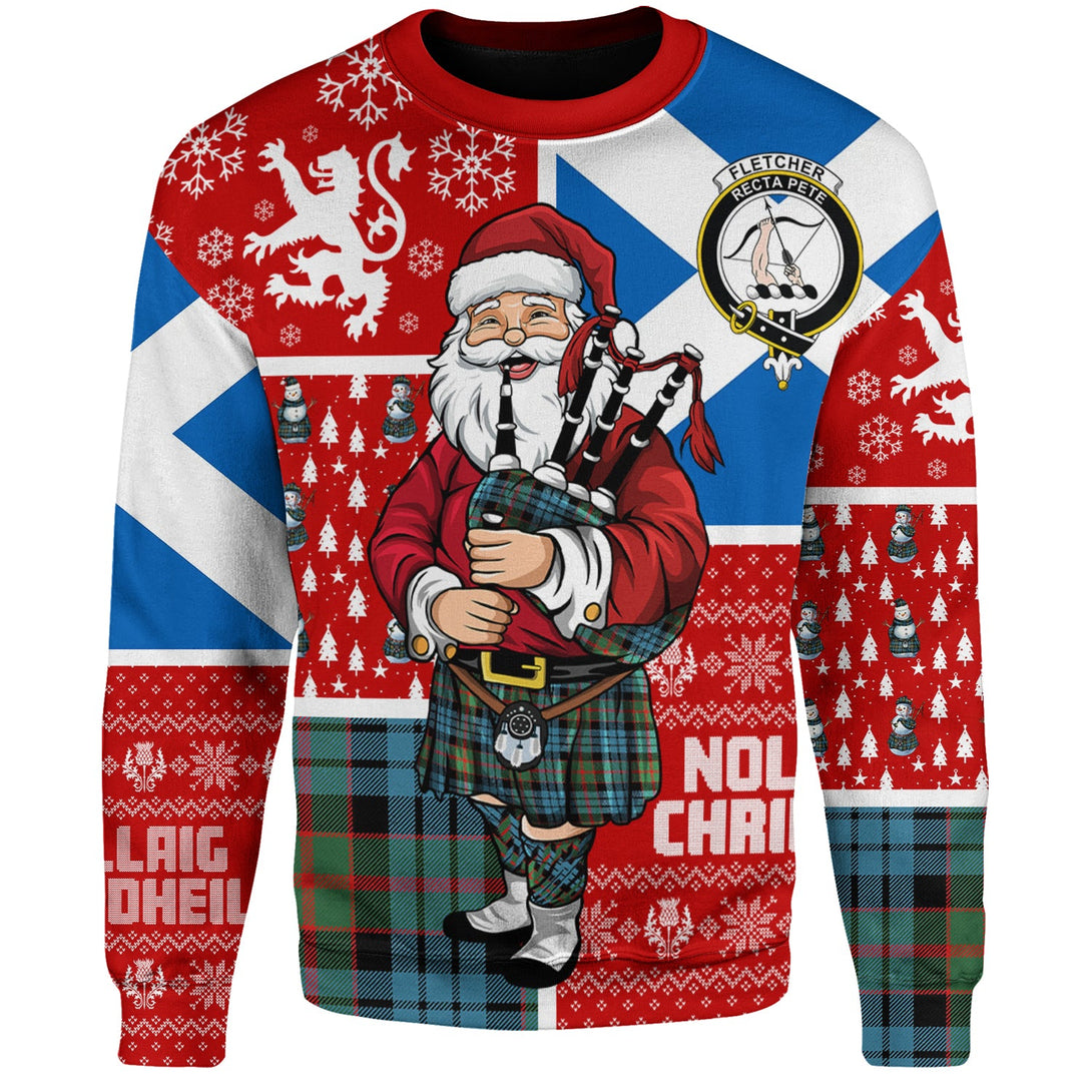 Fletcher of Dunans Clan Badge Tartan Sweatshirt Scotland Christmas Santa