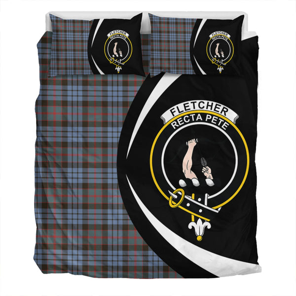 Fletcher of Dunans Weathered Clan Badge Tartan Bedding Set Circle Style