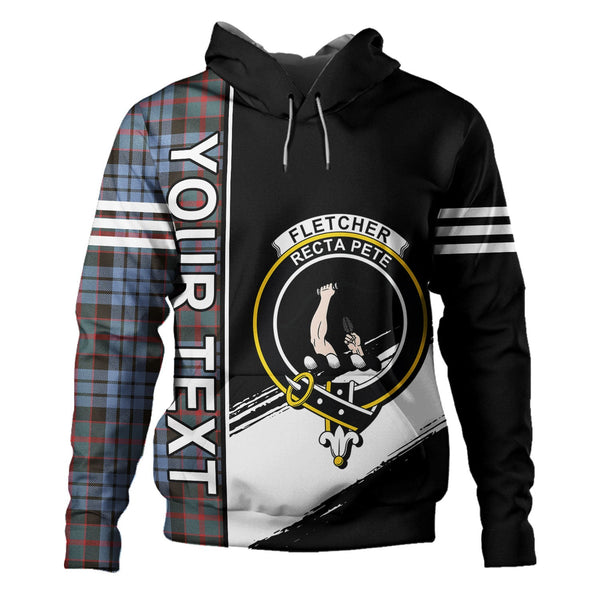 Fletcher of Dunans Weathered Clan Badge Tartan Hoodie Quarter Style Personalized