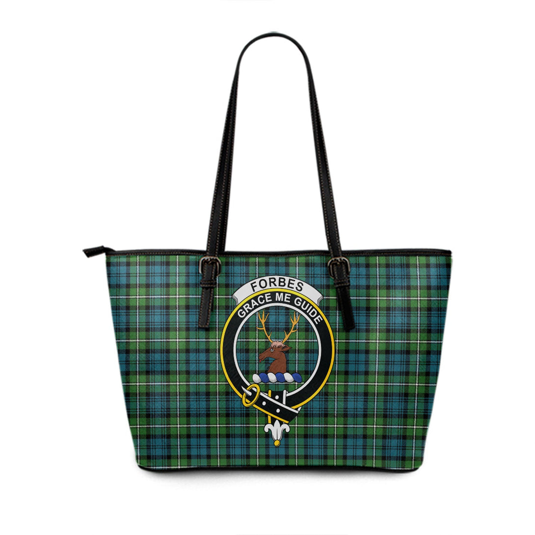 Forbes Ancient Clan Badge Tartan Leather Tote Bag