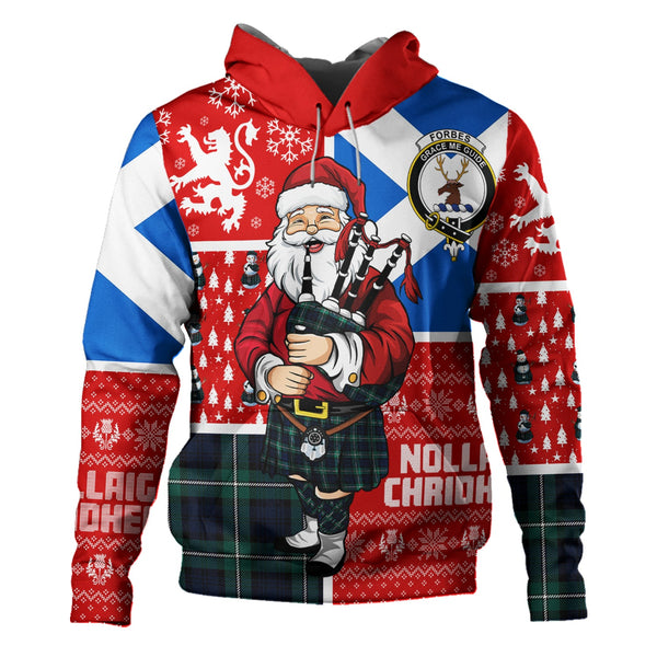 Forbes Modern Clan Badge Tartan Hoodie Scotland Christmas Santa