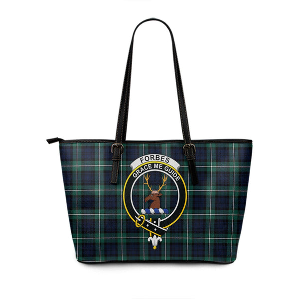 Forbes Modern Clan Badge Tartan Leather Tote Bag