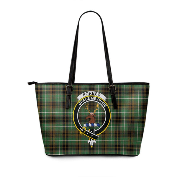 Forbes of Druinnor Ancient Clan Badge Tartan Leather Tote Bag