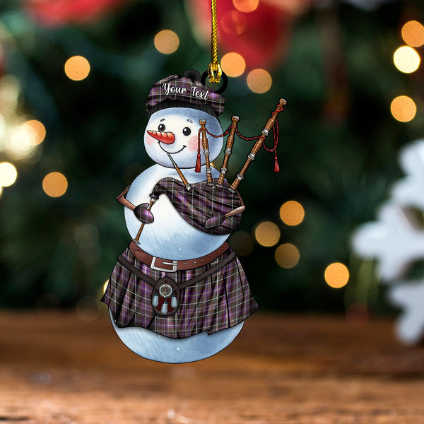 Forbes of Druinnor Weathered Clan Badge Tartan Wood Acrylic Ornament Snowman Bagpipe Personalized