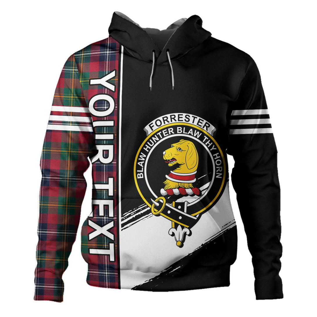 Forrester Modern Clan Badge Tartan Hoodie Quarter Style Personalized