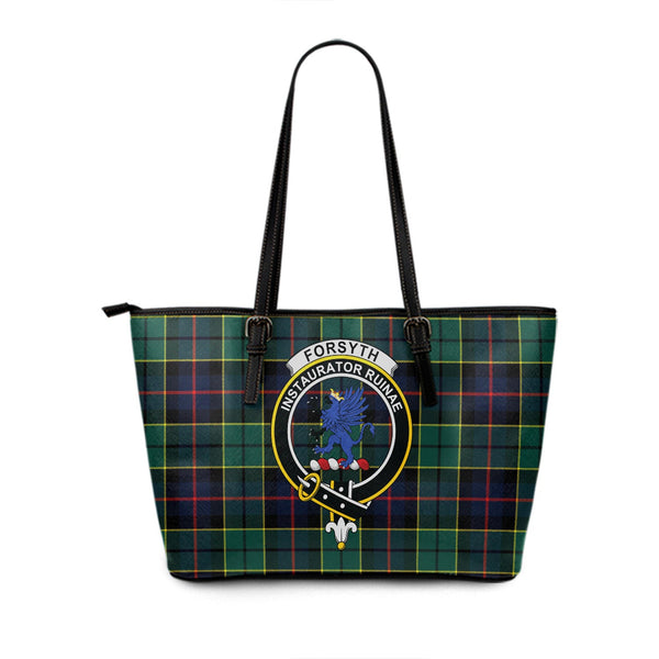 Forsyth Modern Clan Badge Tartan Leather Tote Bag