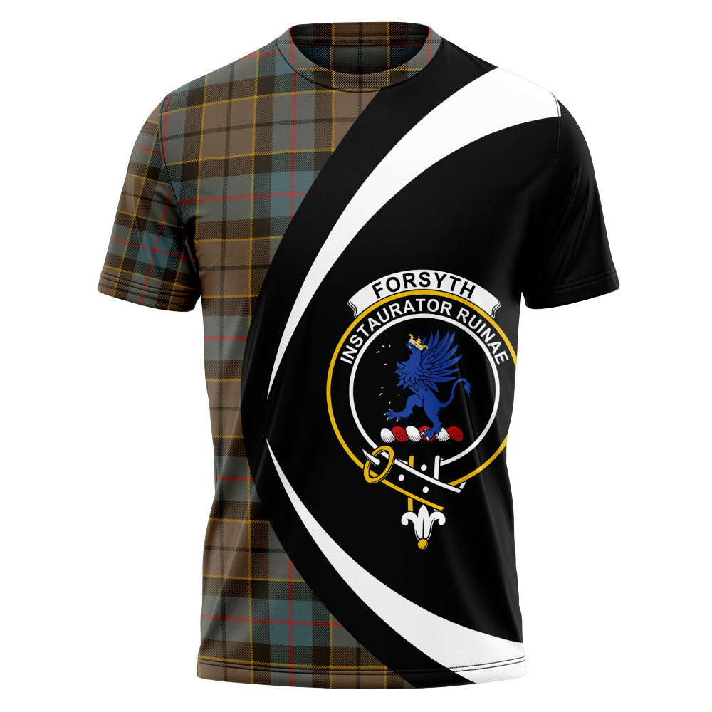 Forsyth Weathered Clan Badge Tartan T-Shirt Circle Style Personalized