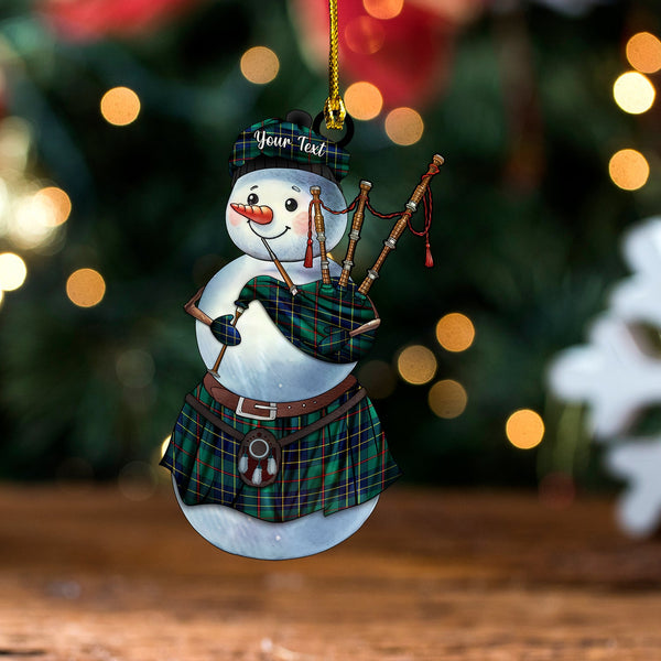 Fox Hunting Modern Tartan Wood Acrylic Ornament Snowman Bagpipe Personalized