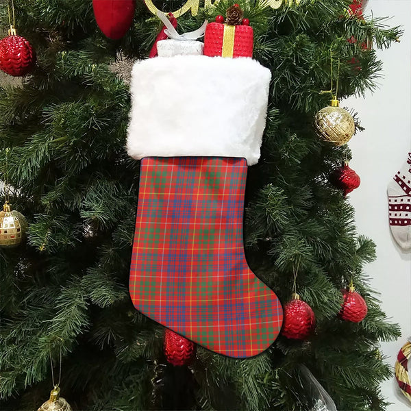 Fox Red Modern Tartan Christmas Stocking