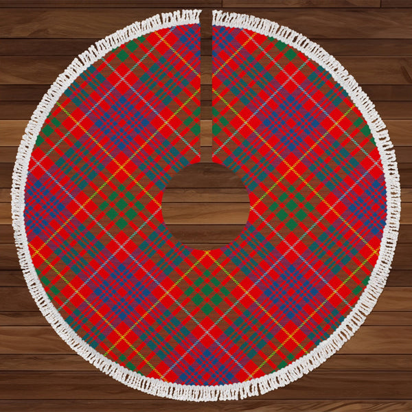 Fox Red Modern Tartan Christmas Tree Skirt