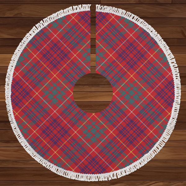 Fox Red Weathered Tartan Christmas Tree Skirt