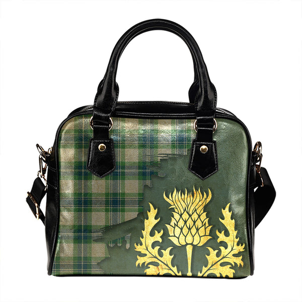 Fraser Arisaid Green Tartan Shoulder Handbag Thistle Oldest Style