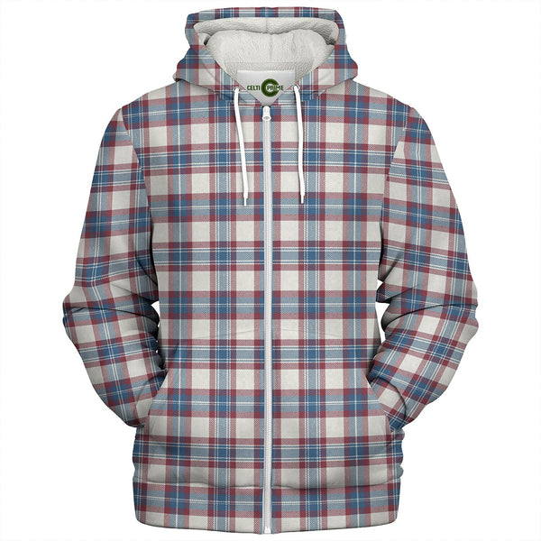 Fraser Arisaid Wine Blue Ancient Tartan Sherpa Hoodie