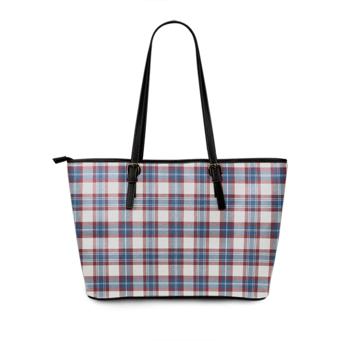 Fraser Arisaid Wine Blue Ancient Tartan Leather Tote Bag