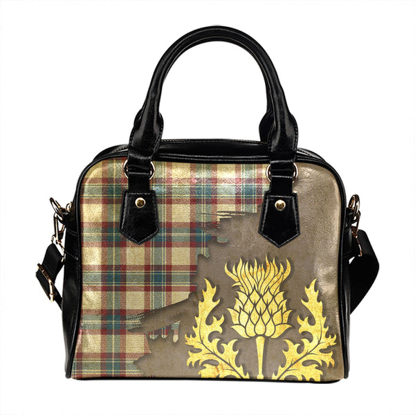 Fraser Arisaid Wine Blue Ancient Tartan Shoulder Handbag Thistle Oldest Style