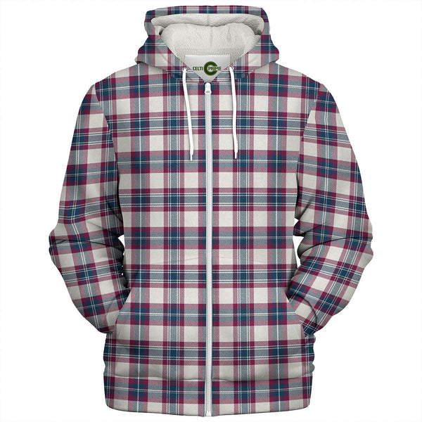 Fraser Arisaid Wine Blue Modern Tartan Sherpa Hoodie