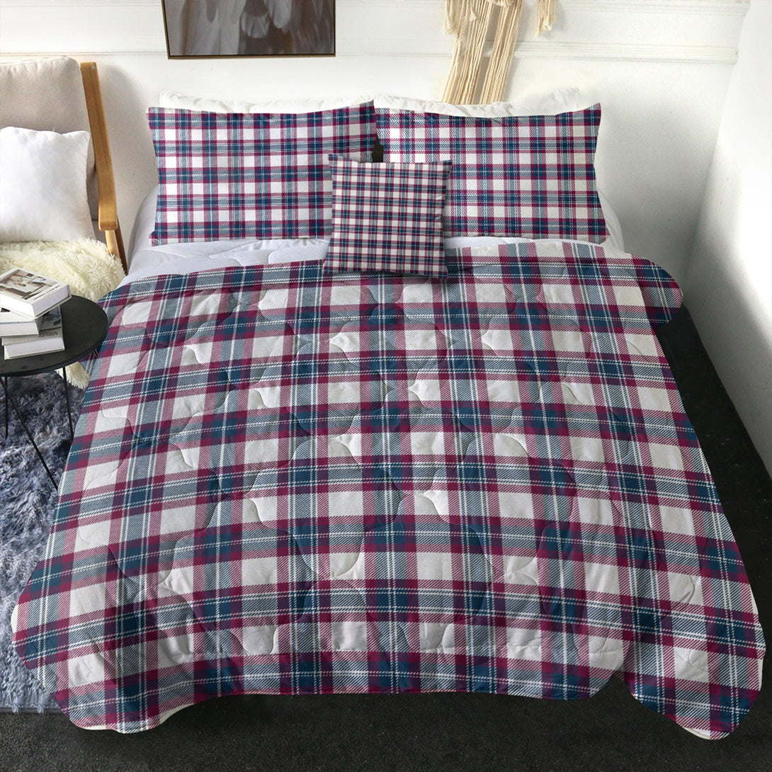 Fraser Arisaid Wine Blue Modern Tartan Comforter