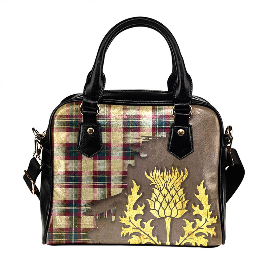 Fraser Arisaid Wine Blue Modern Tartan Shoulder Handbag Thistle Oldest Style