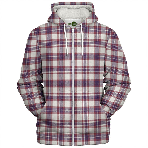 Fraser Arisaid Wine Blue Weathered Tartan Sherpa Hoodie