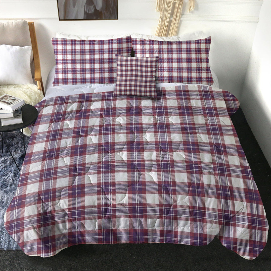 Fraser Arisaid Wine Blue Weathered Tartan Comforter