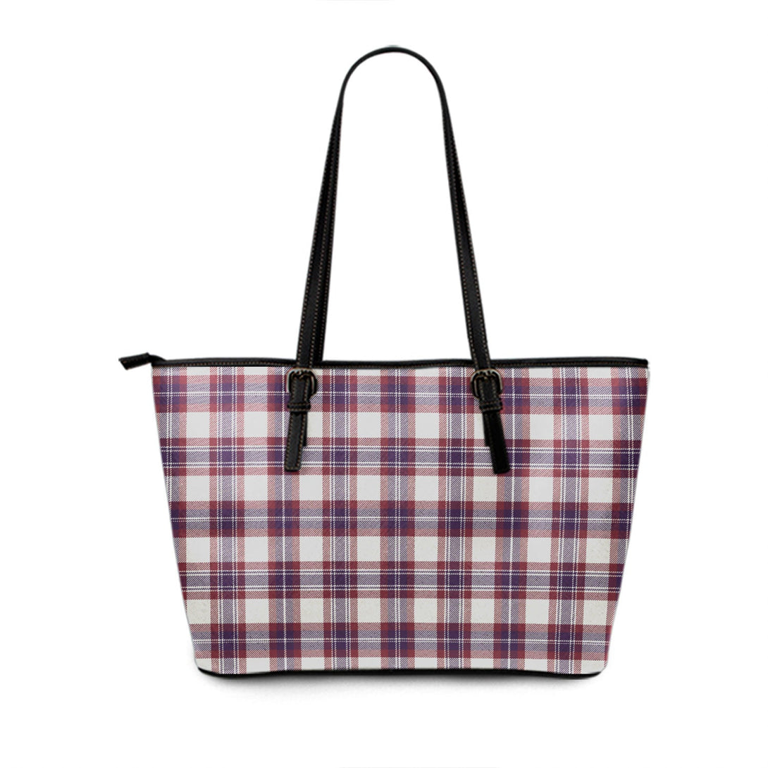 Fraser Arisaid Wine Blue Weathered Tartan Leather Tote Bag