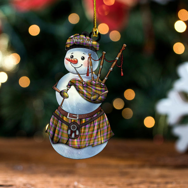 Fraser Hunting Ancient Tartan Wood Acrylic Ornament Snowman Bagpipe Personalized