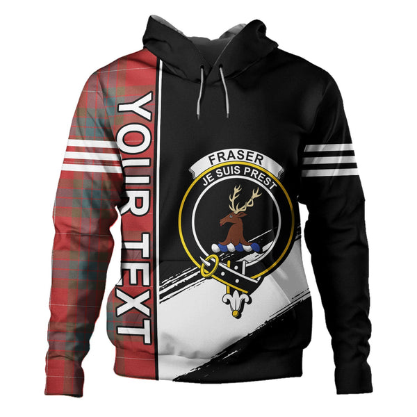 Fraser Weathered Clan Badge Tartan Hoodie Quarter Style Personalized