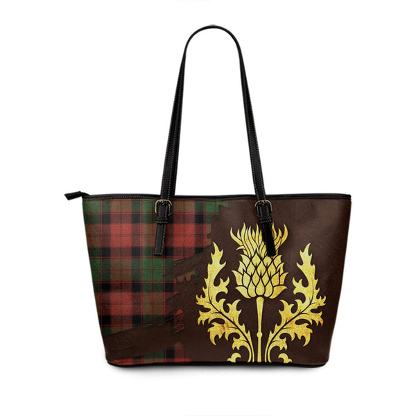 Fraser of Altyre Ancient Tartan Leather Tote Bag Thistle Oldest Style