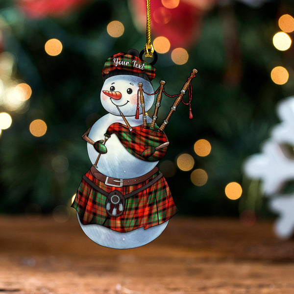 Fraser of Altyre Reconst Ancient Tartan Wood Acrylic Ornament Snowman Bagpipe Personalized