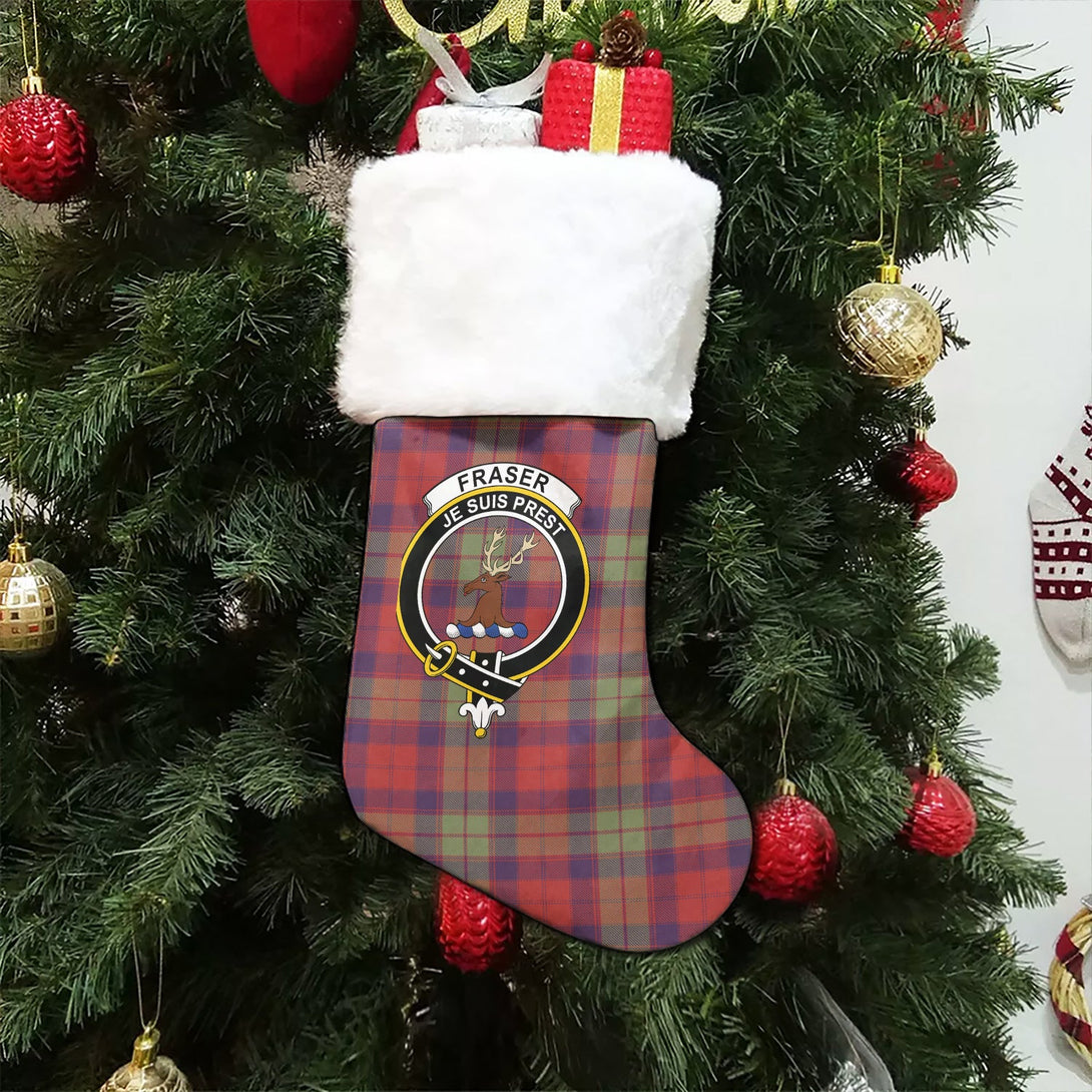 Fraser of Altyre Weathered Clan Badge Tartan Christmas Stocking