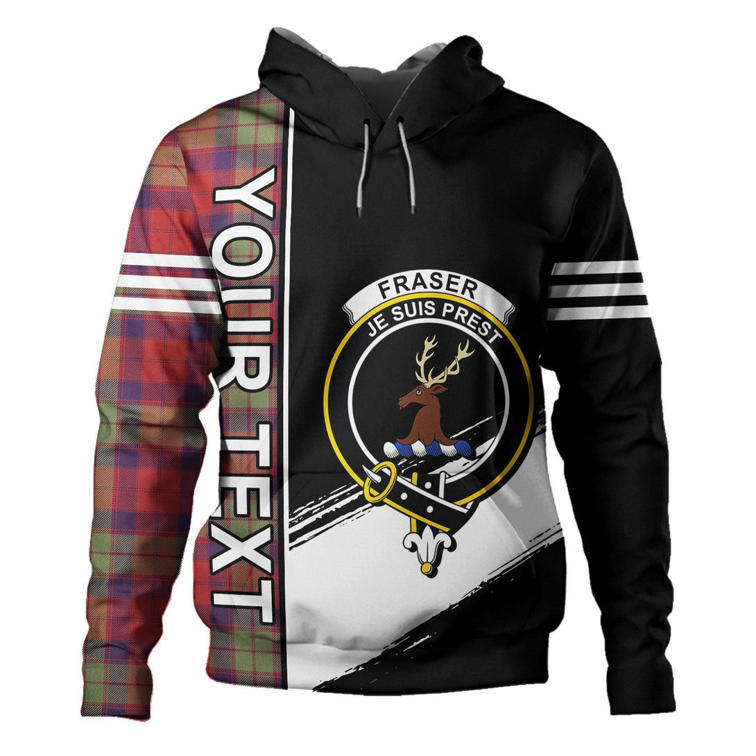 Fraser of Altyre Weathered Clan Badge Tartan Hoodie Quarter Style Personalized