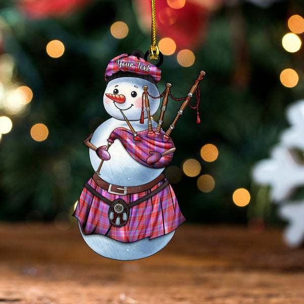 Fraser of Reelig Ancient Clan Badge Tartan Wood Acrylic Ornament Snowman Bagpipe Personalized