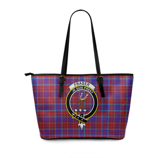 Fraser of Reelig Modern Clan Badge Tartan Leather Tote Bag