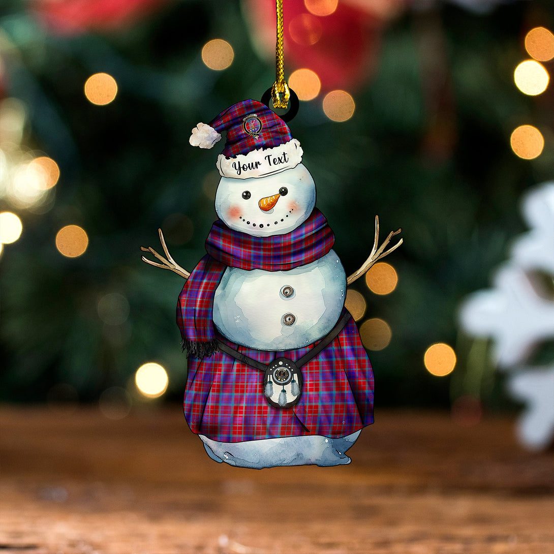 Fraser of Reelig Modern Clan Badge Tartan Wood Acrylic Ornament Snowman Warrior Personalized