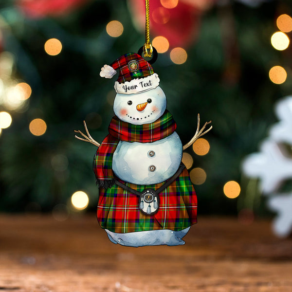 Fullerton Clan Badge Tartan Wood Acrylic Ornament Snowman Warrior Personalized