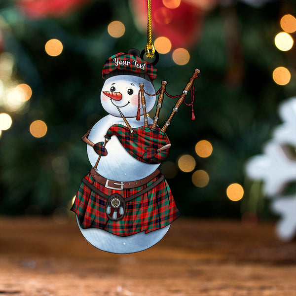 Fulton 1999 Modern Clan Badge Tartan Wood Acrylic Ornament Snowman Bagpipe Personalized