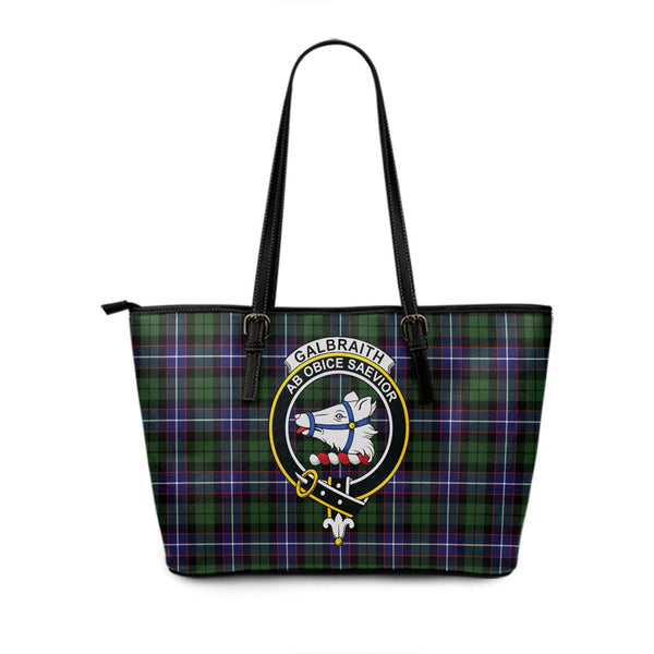 Galbraith Modern Clan Badge Tartan Leather Tote Bag