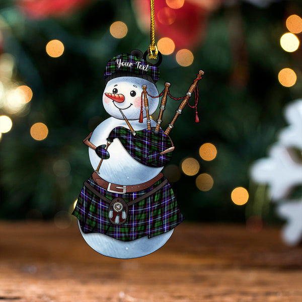 Galbraith Modern Clan Badge Tartan Wood Acrylic Ornament Snowman Bagpipe Personalized